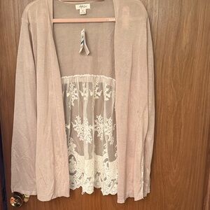 Style & Co. Women's Blush Cardigan with Lace Accent